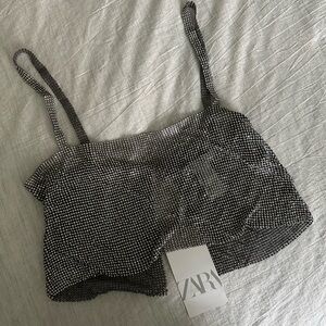 ZARA Mesh rhinestone top